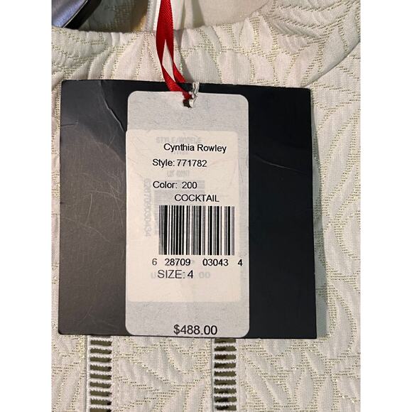 Cynthia Rowley‎ Textured Cocktail dress Womens 4 White Gold metallic Pockets NEW - Picture 7 of 12